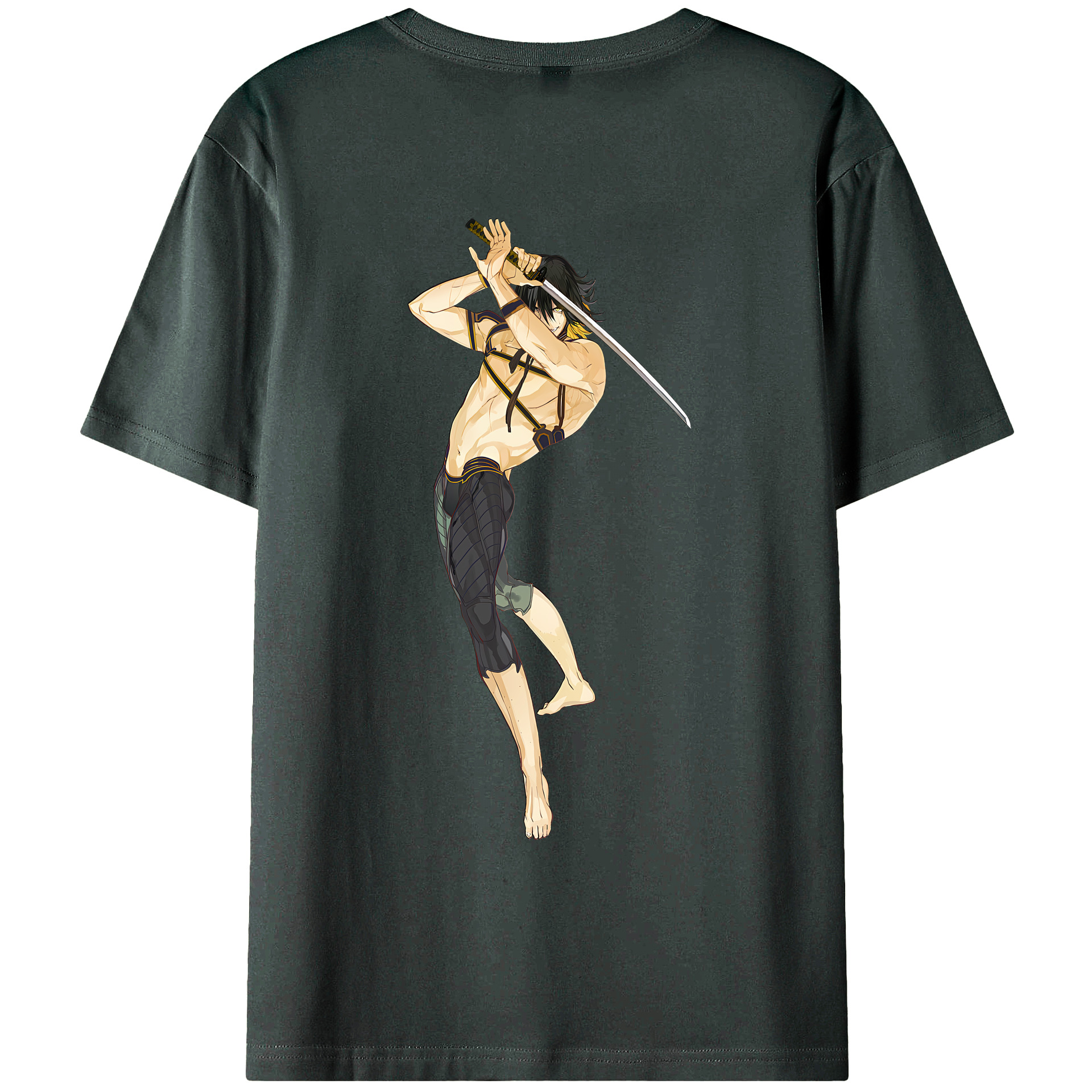 （画像用） 刀剣乱舞 Touken Ranbu 綿100％ メンズ半袖Tシャツ（バックプリント） 通気性